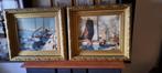 Twee prachtige grote frames met mariene aquarel, Antiek en Kunst, Ophalen