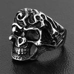 Vintage gothic skull biker ring in stainless steel, Handtassen en Accessoires, Ringen, Ophalen of Verzenden, Nieuw, IJzer of Staal