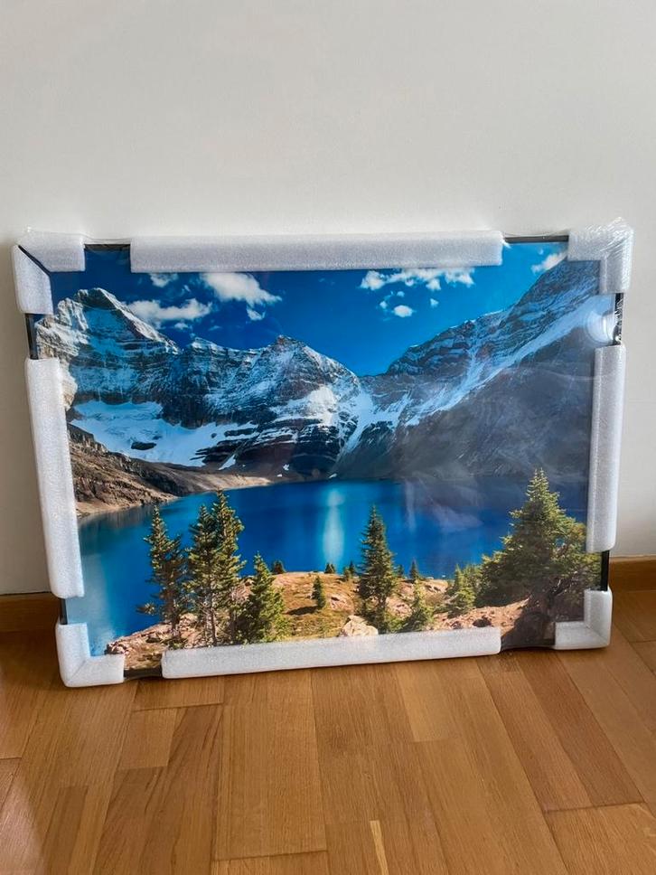 Moderne ingelijste afbeelding, glas in aluminum kader, Antiek en Kunst, Kunst | Schilderijen | Abstract, Ophalen