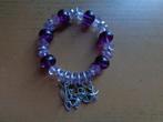 Armband van kralen en bedeltjes, Paars, Nieuw, Ophalen of Verzenden, Elastiek
