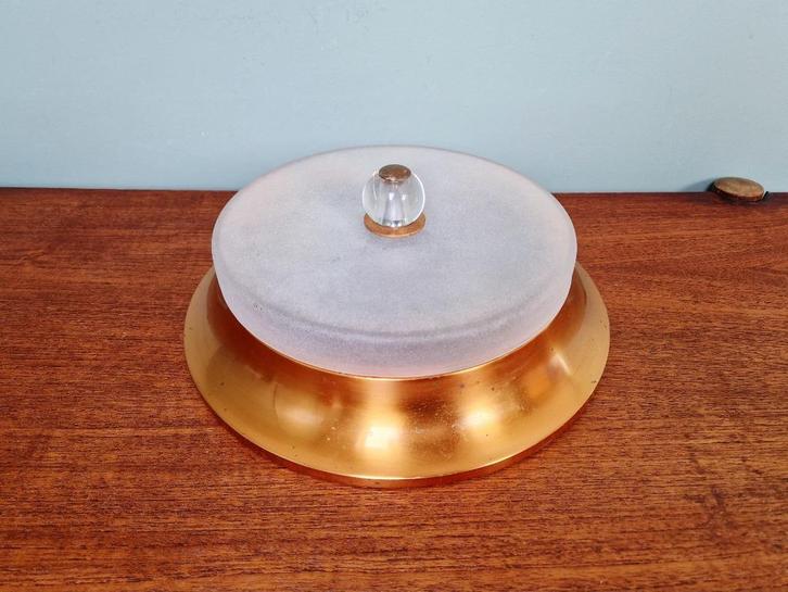 Art Deco plafondlamp in koper en matglas, 1930, Antiek en Kunst, Antiek | Verlichting, Ophalen of Verzenden