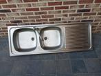 Dubbele inox spoelbak met mengkraan, Ophalen, Zo goed als nieuw