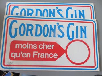 oud reclame bord Gordon,s Gin Moins Cher ... tax 3 Fr  beschikbaar voor biedingen