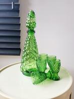 Empoli glazen karaf, Italy, jaren 60, bubbelmotief, groen, 5, Ophalen of Verzenden