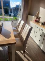 6 eetkamerstoelen beige leder, Huis en Inrichting, Stoelen, Ophalen, Gebruikt, Overige kleuren, Leer