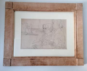 Potloodtekening op papier - Getekend met de linkerhand beschikbaar voor biedingen