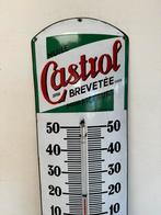 Castrol oude emaille reclame thermometer, Verzamelen, Ophalen of Verzenden, Gebruikt, Reclamebord