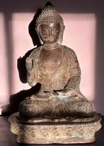 Grand Ancien Bouddha en Bronze Patiné de Chine, Enlèvement ou Envoi