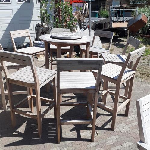 Borreltafel met 8 stoelen, Tuin en Terras, Tuinsets en Loungesets, Zo goed als nieuw, Ophalen