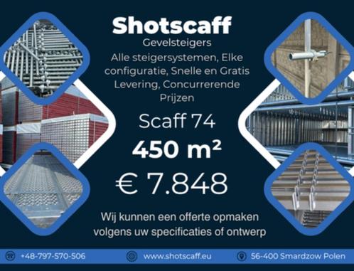 Nieuwe gevelsteiger Plettac | 450 m² | Snelle levering, Doe-het-zelf en Bouw, Steigers, Nieuw, Gevelsteiger, 5 meter of hoger