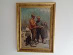 Tableau: Personnages. Signé: "Emile BULCKE" Vintage, Antiquités & Art, Enlèvement