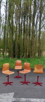 4 vintage plywood stoelen, Metaal, Gebruikt, Ophalen