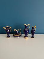 4 Miniatuur vaasjes Limoges kobalt bleu verguld, Antiek en Kunst, Ophalen