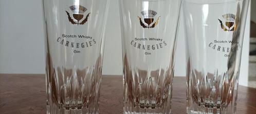 3 glazen Scotch Whisky CARNEGIES gin, Verzamelen, Glas en Drinkglazen, Zo goed als nieuw, Ophalen of Verzenden
