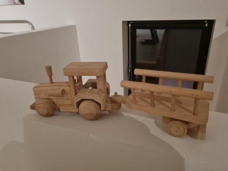 houten traktor met aanhangwagen, Enfants & Bébés, Jouets | Véhicules en jouets, Enlèvement ou Envoi