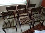 Vintage stoelen met groene stoffen bekleding, Ophalen, Hout, Overige kleuren, Vintage
