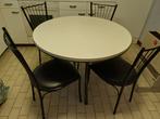 keukentafel met 4 stoelen, Huis en Inrichting, Tafels | Eettafels, Ophalen, Gebruikt, Rond, Metaal