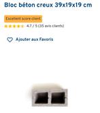 A vendre bloc de beton 39cm x19x19, Doe-het-zelf en Bouw, Metselstenen, Ophalen, Beton