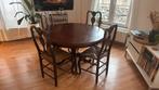 Houten ronde tafel met 4 stoelen, Huis en Inrichting, Ophalen, Gebruikt, 4 tot 6 stoelen