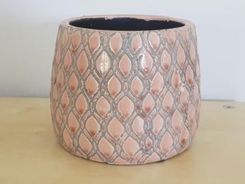 Cache-pot en céramique émaillée rose J-Line