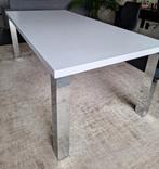 Witte eettafel, Huis en Inrichting, Tafels | Eettafels, Ophalen, Zo goed als nieuw