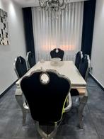 Table salla à  manger enmarbre avec 6 chaises velours, Overige materialen, Zo goed als nieuw, Ophalen