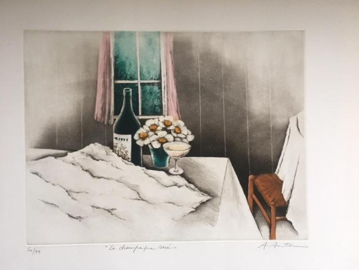 Annapia Antonini - Le champagne rose, Antiek en Kunst, Kunst | Litho's en Zeefdrukken, Ophalen