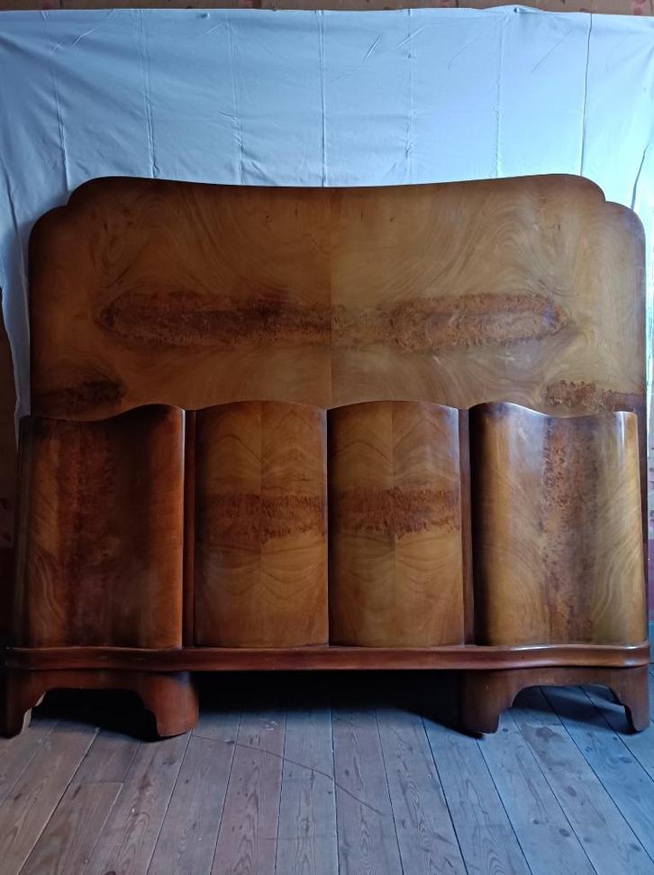 Degelijk jaren '30 tweepersoons bed  (acajou ) 150 cm, Huis en Inrichting, Slaapkamer | Bedden, Zo goed als nieuw, Tweepersoons