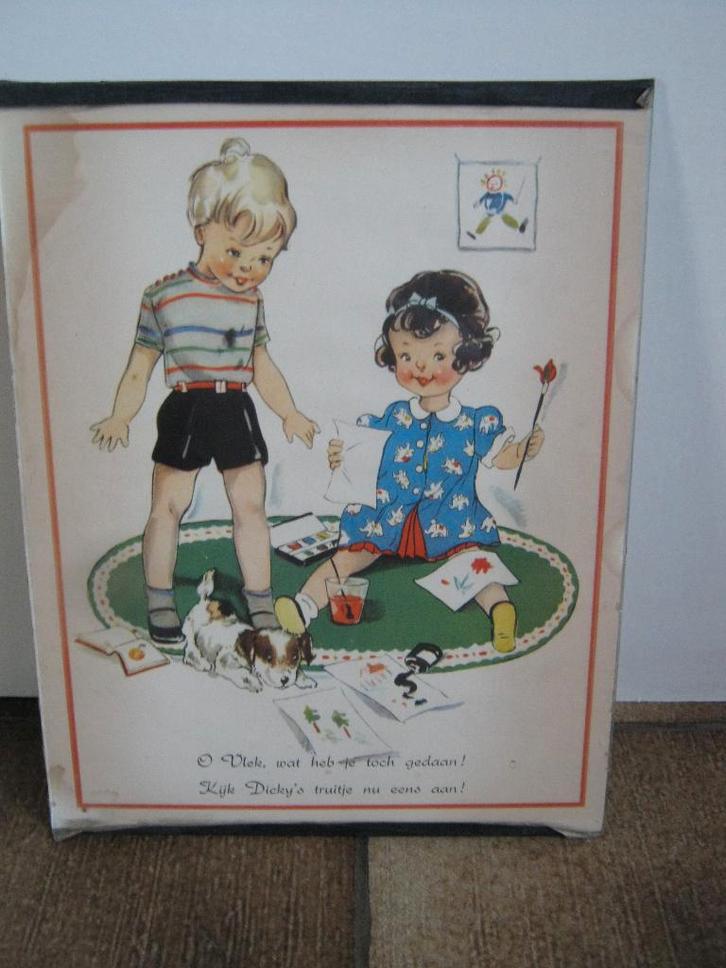 Retro prenten tussen glas, Verzamelen, Retro, Huis en Inrichting, Ophalen of Verzenden