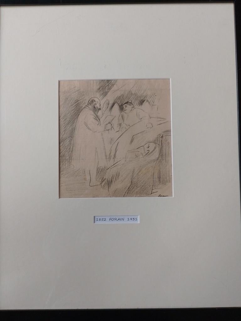 Jean Louis Forain  Litho   Dokter aan ziekbed, Antiquités & Art, Art | Lithographies & Sérigraphies, Envoi