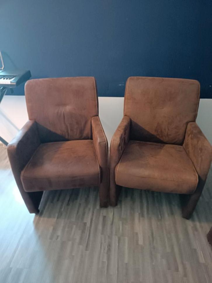 Lederen fauteuils op wielen van hoge kwaliteitsleder., Huis en Inrichting, Fauteuils, Zo goed als nieuw, Ophalen