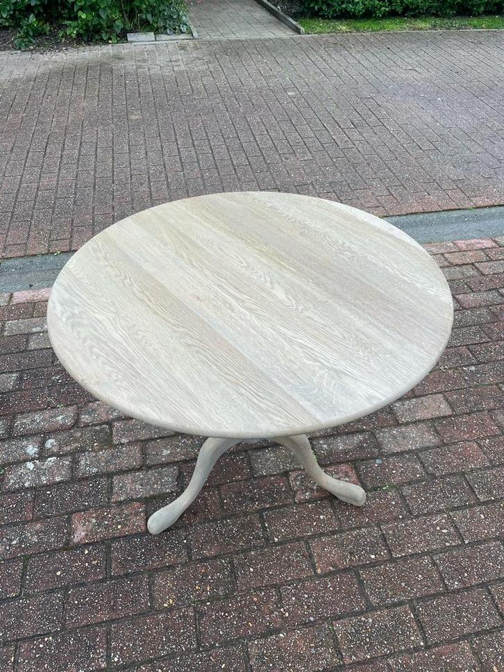 Flamant bijzettafel inklapbaar diameter 90 cm - eik verweerd, Huis en Inrichting, Tafels | Bijzettafels, Zo goed als nieuw, Hout