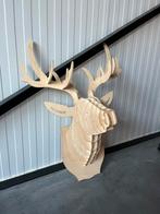 Houten 3D hertenkop – decoratief wandstuk, Ophalen, Zo goed als nieuw