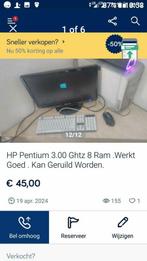 HP Pentium 8 Ram Geheugen . 3.00 Ghtz ., Avec carte vidéo, Hp, Intel Pentium, Enlèvement