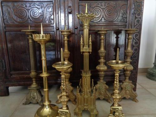Collection de 8 chandelier ancien en bronze-18e & 19e siècle, Antiquités & Art, Curiosités & Brocante, Enlèvement