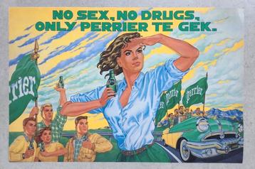 RECLAMEPOSTER” PERRIER” Pin-up 48x32 cm beschikbaar voor biedingen