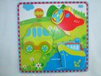 houten inleg puzzel 6 stukjes vliegtuig , taxi , boot, Kinderen en Baby's, Gebruikt, Ophalen of Verzenden, Van hout, Minder dan 10 stukjes