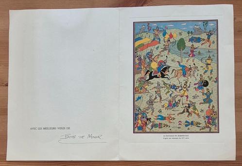 Tintin carte de voeux 1977 signé Bob De Moor Kuifje Hergé, Verzamelen, Stripfiguren, Gebruikt, Overige typen, Kuifje, Ophalen of Verzenden