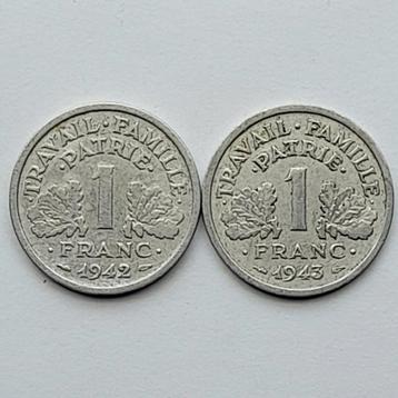 France 2 x 1 franc 1942 et 43 (594)