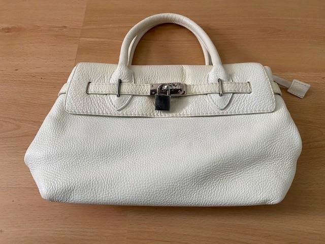 handtas wit leer, Handtassen en Accessoires, Tassen | Damestassen, Handtas, Wit, Ophalen of Verzenden