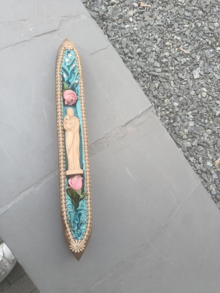 Oude weefgetrouw spoel omgebouwd met Maria beeldje, Ophalen of Verzenden