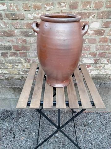 Grand pot en grès brun