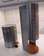 Set pedaalemmer + reserverolhouder Brabantia Tiger inox/hout, Ophalen of Verzenden, Gebruikt, Zwart