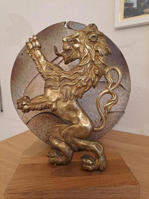 Bronzen leeuw op Belgische vlaggenmast rond 1860 - 1900, Antiek en Kunst, Antiek | Brons en Koper, Brons, Ophalen of Verzenden