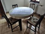 table ronde extensible avec 4 chaises, Ophalen of Verzenden, Gebruikt, Ovaal, Eikenhout