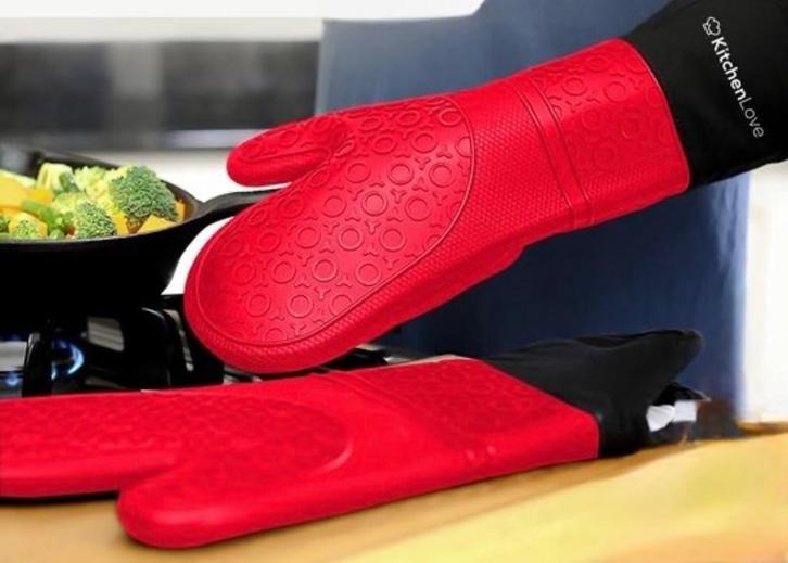 Siliconen ovenwanten KitchenLove, rood - nieuw in verpakking, Huis en Inrichting, Keuken | Textiel, Nieuw, Overige typen, Rood