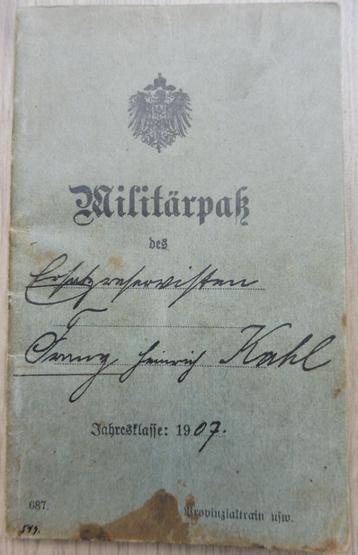 WO1 Militärpass, paardenverzorger, paardenhospitaal 14-18 beschikbaar voor biedingen