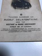 Rudolf Delafontaine soldaat 3de lanciers WOI, Verzamelen, Bidprentjes en Rouwkaarten, Verzenden, Bidprentje
