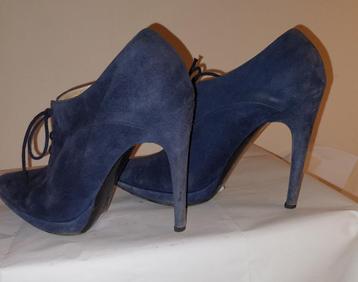 289C* Casadei - escarpins bleus cuir high heels (39)