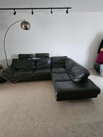 Natuzzi hoeksalon zwart leer, Ophalen, Gebruikt, Leer